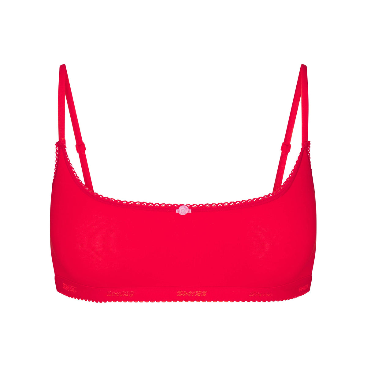 LIGHTWEIGHT COTTON LOGO PICOT SCOOP BRALETTE | RUBY TONAL