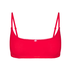 LIGHTWEIGHT COTTON LOGO PICOT SCOOP BRALETTE | RUBY TONAL
