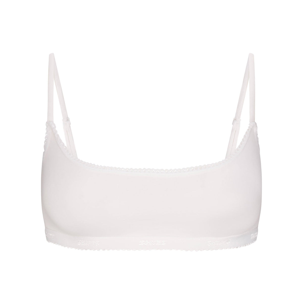 LIGHTWEIGHT COTTON LOGO PICOT SCOOP BRALETTE | SNOW