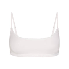 LIGHTWEIGHT COTTON LOGO PICOT SCOOP BRALETTE | SNOW