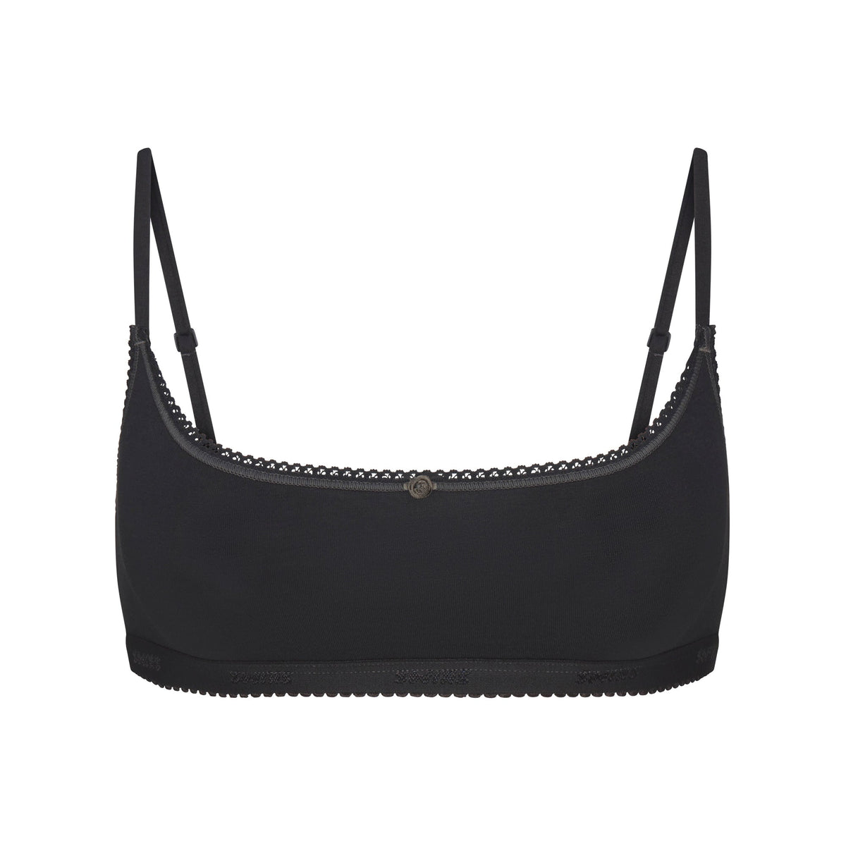 LIGHTWEIGHT COTTON LOGO PICOT SCOOP BRALETTE | SOOT TONAL