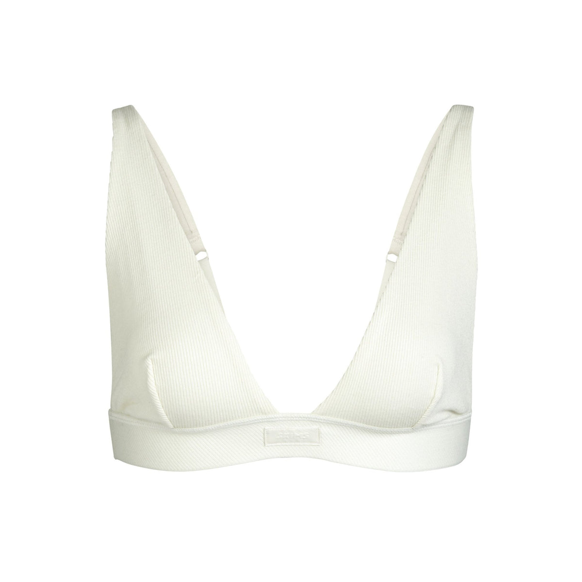 COTTON RIB PLUNGE BRALETTE | BONE