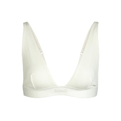 COTTON RIB PLUNGE BRALETTE | BONE