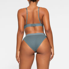 COTTON RIB PLUNGE BRALETTE | KYANITE