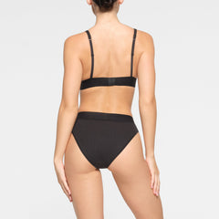 COTTON RIB PLUNGE BRALETTE | SOOT