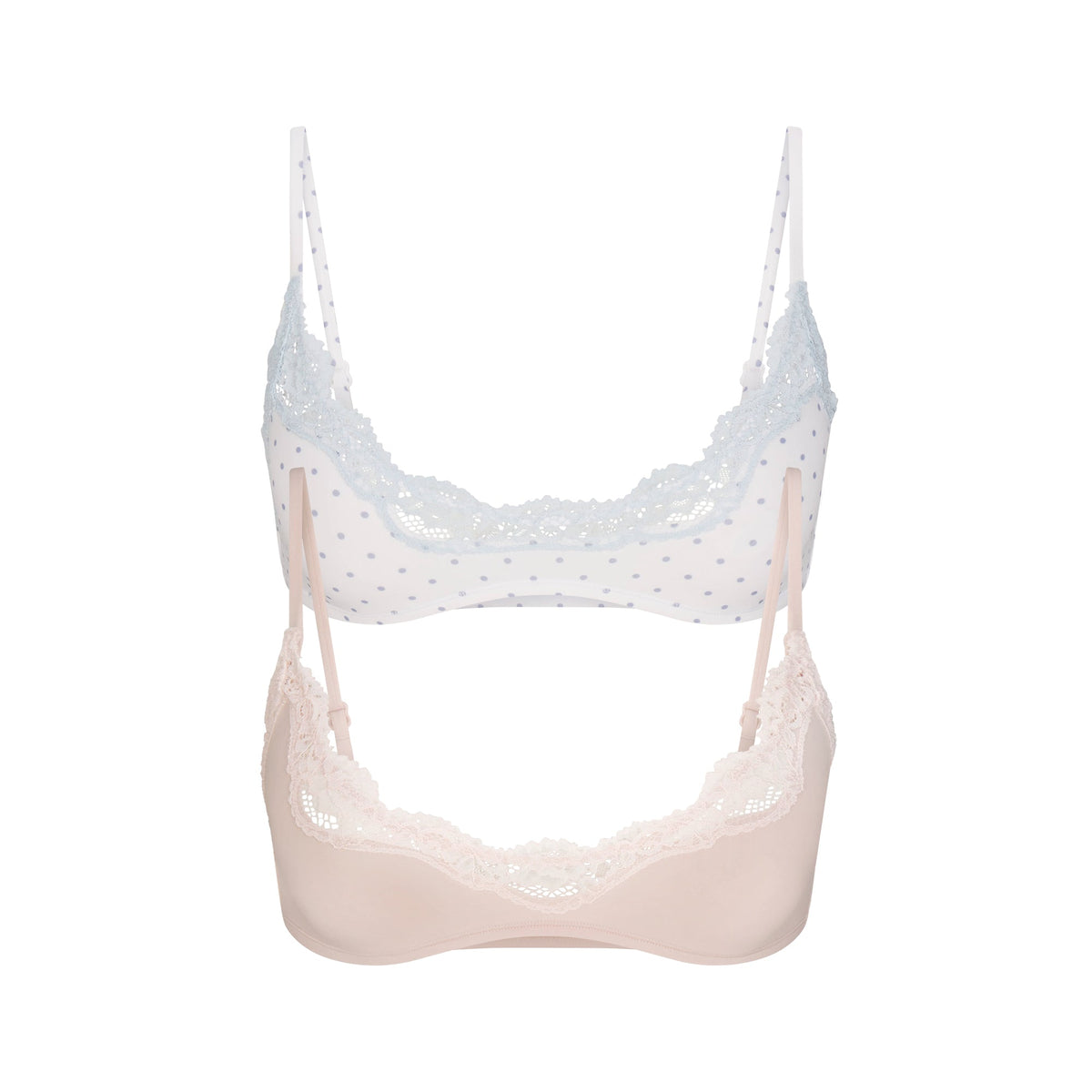FITS EVERYBODY LACE SCOOP BRALETTE 2-PACK | DUSTY PINK AND PIN DOT