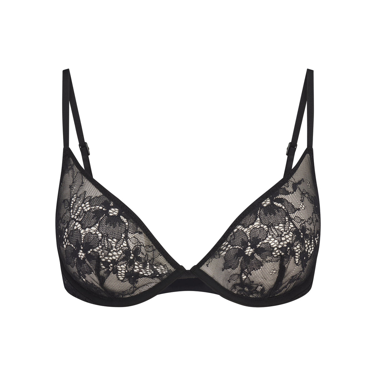 ULTRA FINE LACE UNLINED SCOOP BRA | ONYX