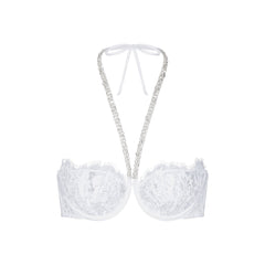 SKIMS LACE UNLINED HALTER BRA | SNOW