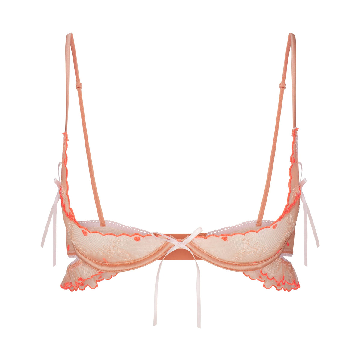 EMBROIDERED TULLE SKIMPY BRA | GUAVA HEART TULLE