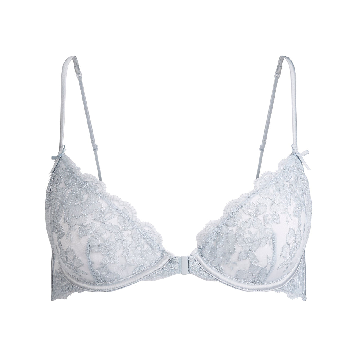 EMBROIDERED LINGERIE FRONT CLOSE UNLINED BRA | PEARL