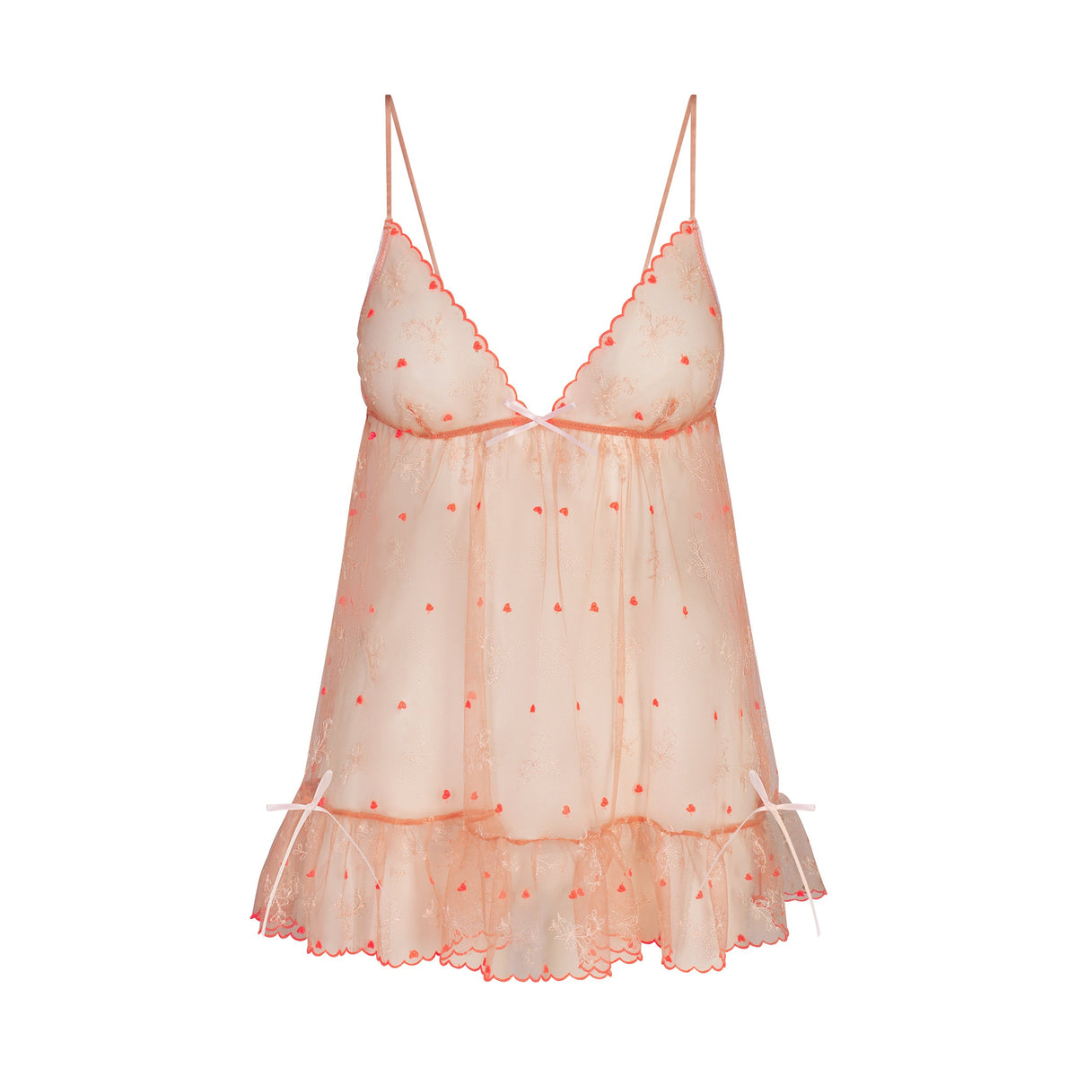 EMBROIDERED TULLE MINI SLIP DRESS AND TANGA SET | GUAVA HEART TULLE
