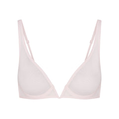 ULTRA FINE MESH DEEP PLUNGE BRA | BARELY PINK