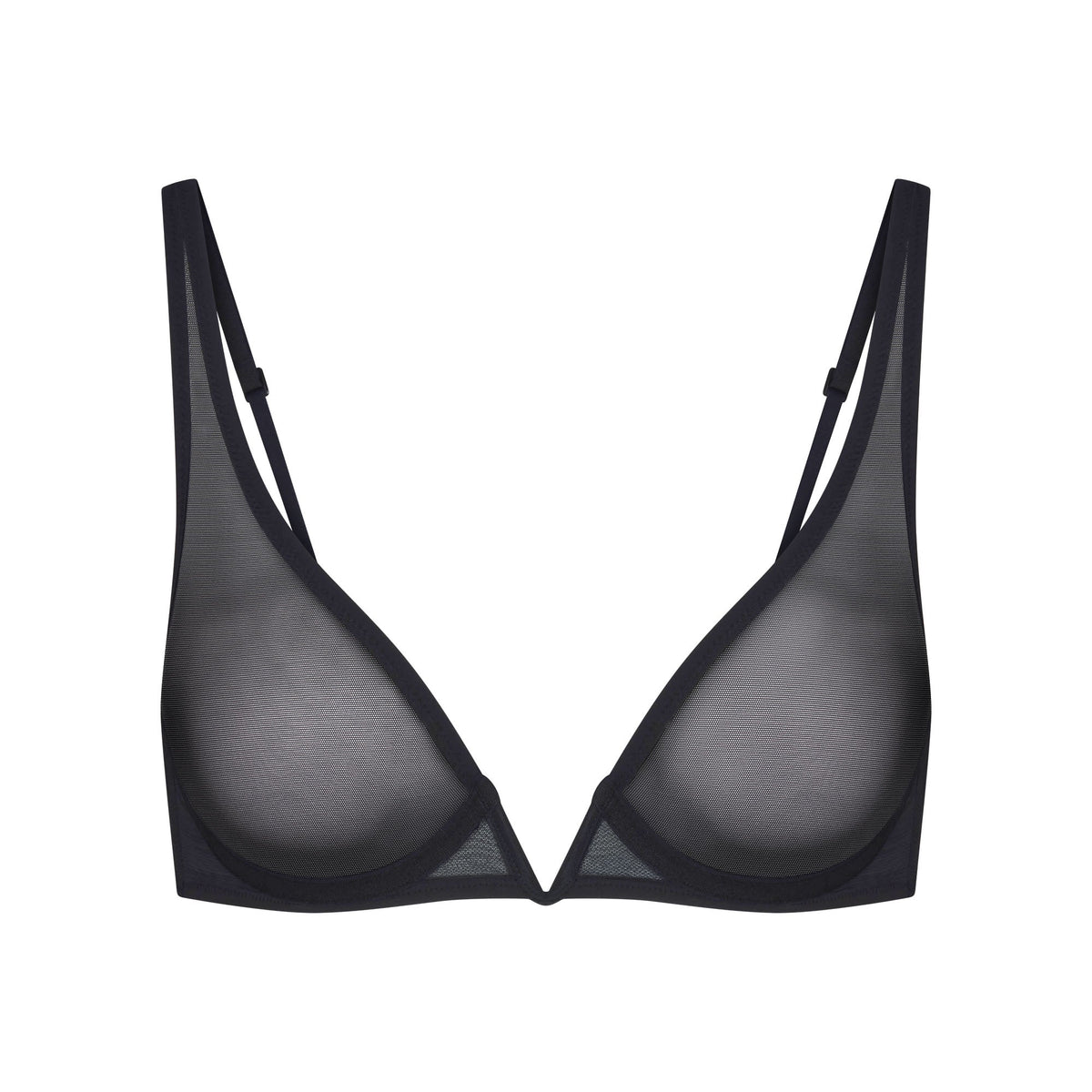 ULTRA FINE MESH DEEP PLUNGE BRA | OBSIDIAN