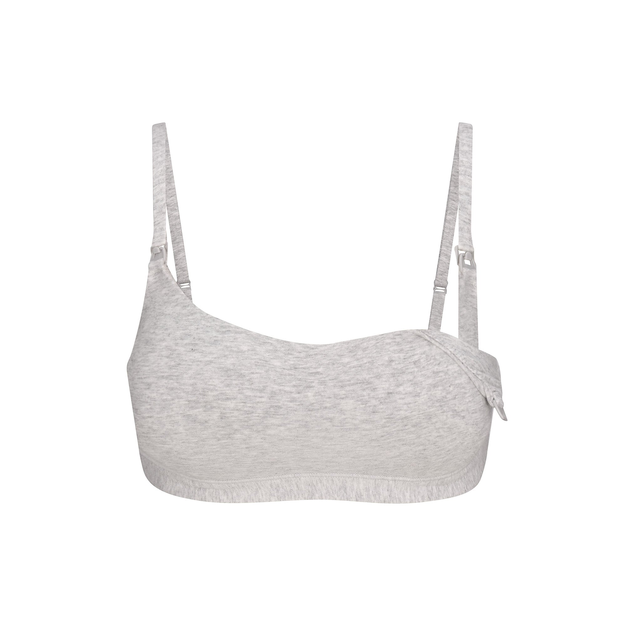COTTON JERSEY MATERNITY NURSING SCOOP BRALETTE | LIGHT HEATHER GREY
