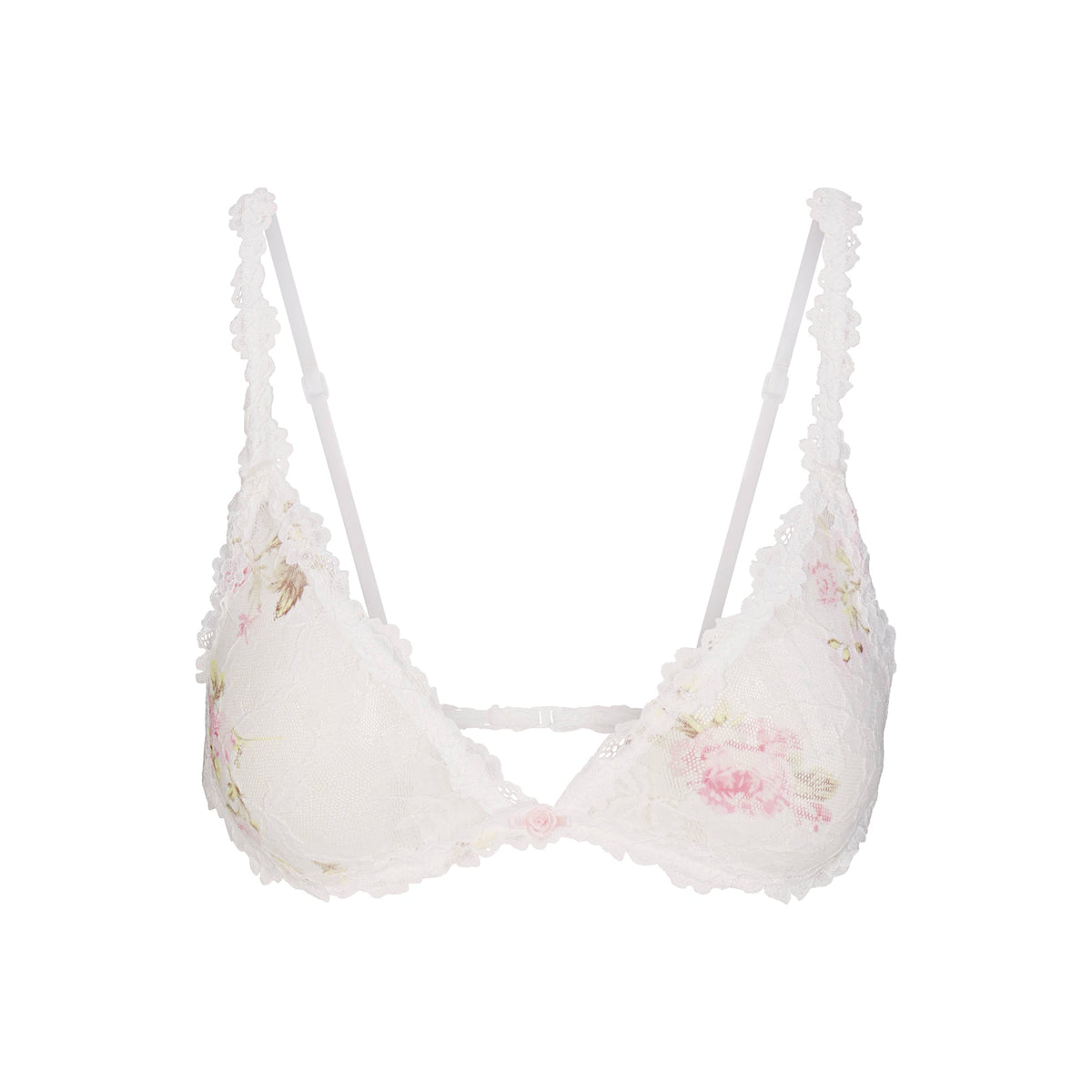 STRETCH LACE TRIANGLE BRALETTE | SNOW VINTAGE FLORAL PRINT