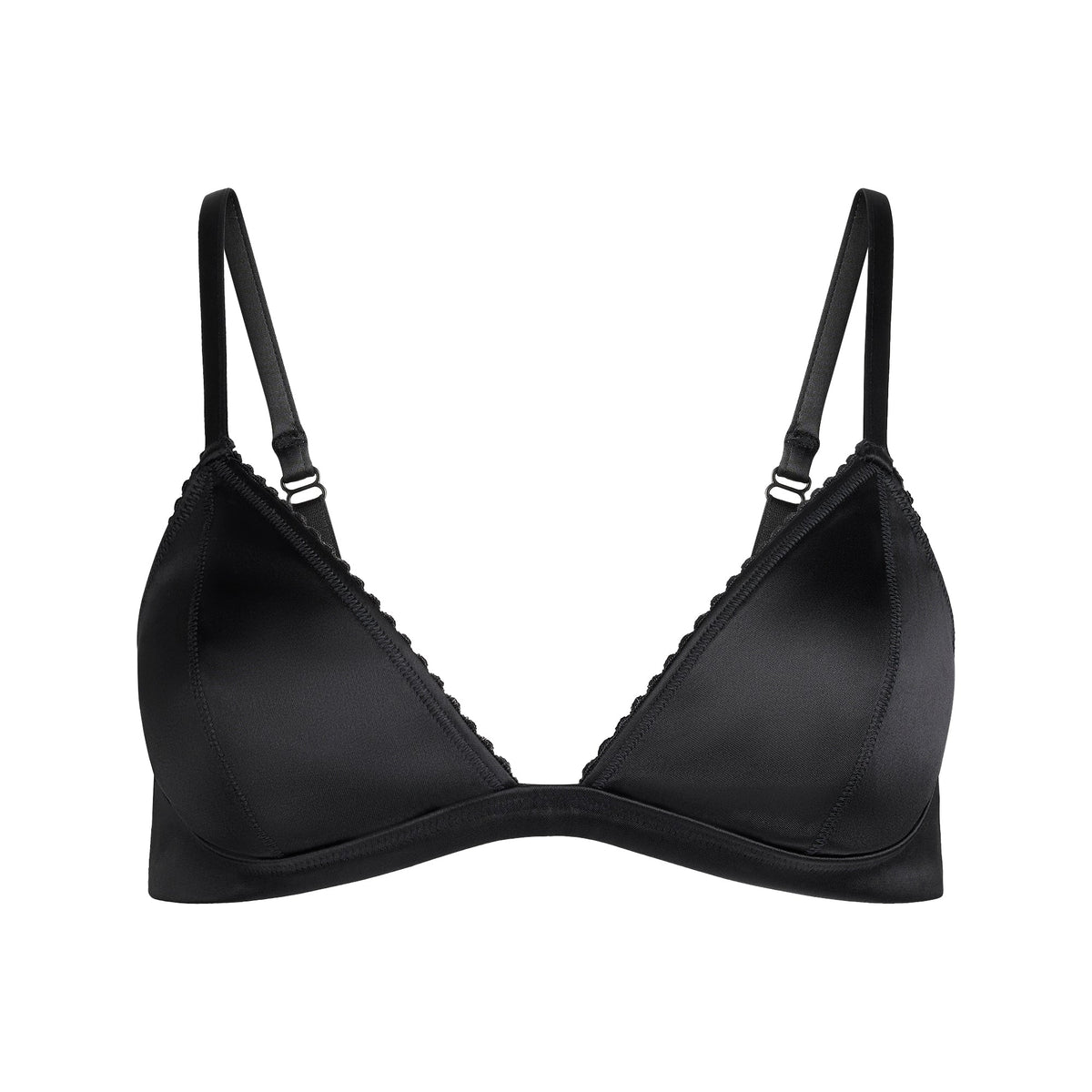 HEAVYWEIGHT SATIN TRIANGLE BRALETTE | ONYX