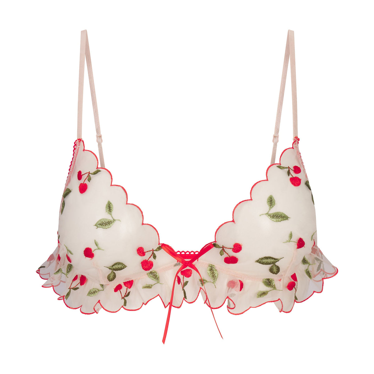 EMBROIDERED TULLE SKIMPY TRIANGLE BRALETTE | PRIMROSE CHERRY TULLE