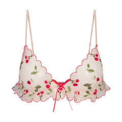 EMBROIDERED TULLE SKIMPY TRIANGLE BRALETTE | PRIMROSE CHERRY TULLE