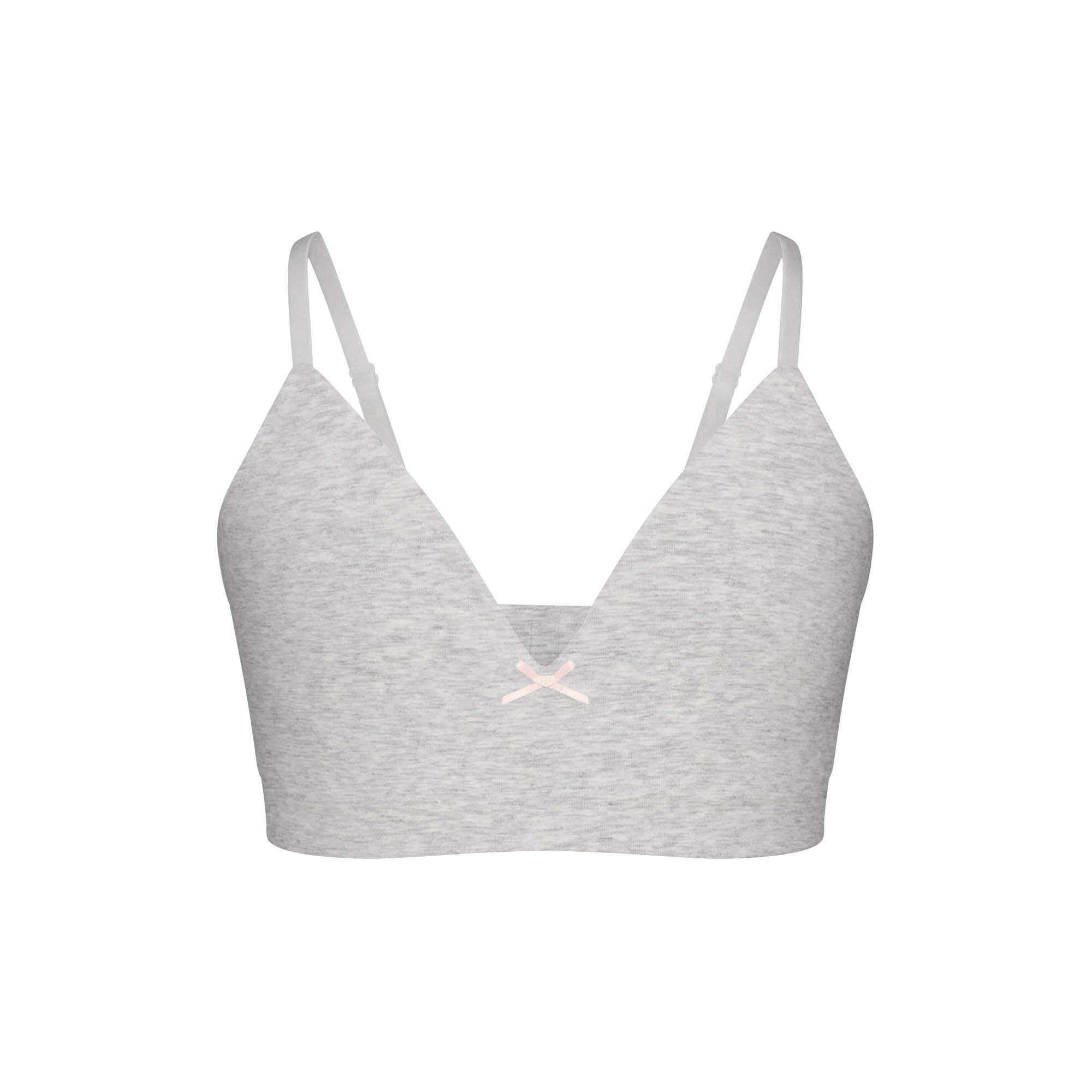 COTTON SEAMLESS JUNIORS TRAINING BRA 2-PACK | LIGHT HEATHER GREY AND SOOT