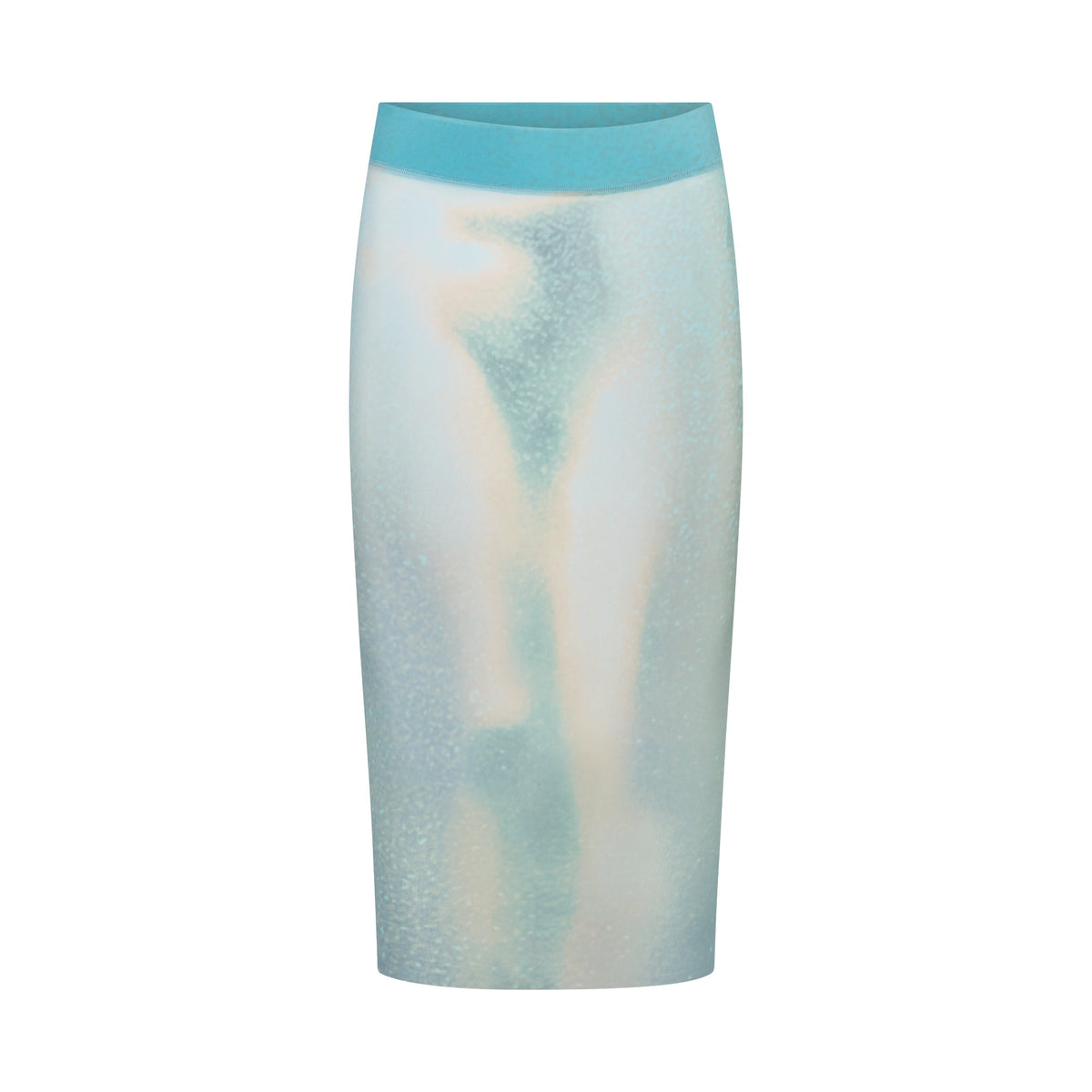 MESH COVER-UPS MIDI SKIRT | CYAN FK BODY PRINT