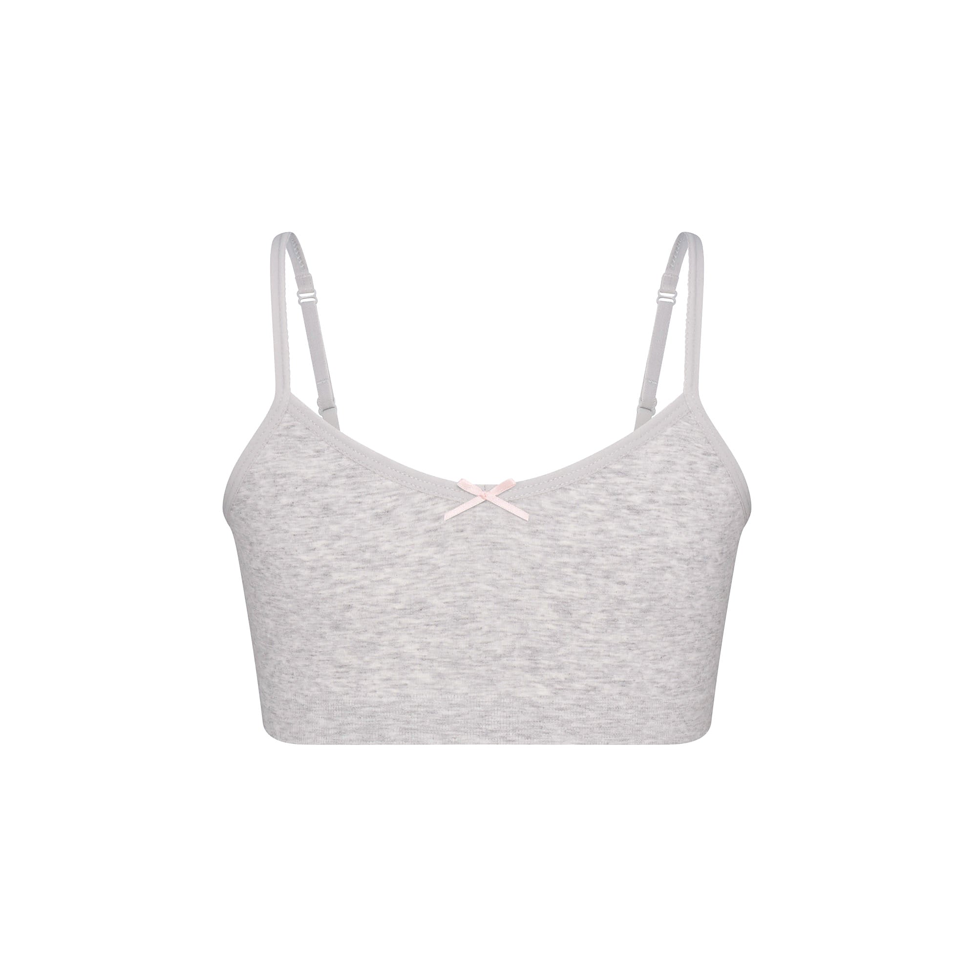 COTTON SEAMLESS JUNIORS BRALETTE 2-PACK | LIGHT HEATHER GREY AND SOOT