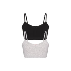 COTTON SEAMLESS JUNIORS BRALETTE 2-PACK | LIGHT HEATHER GREY AND SOOT