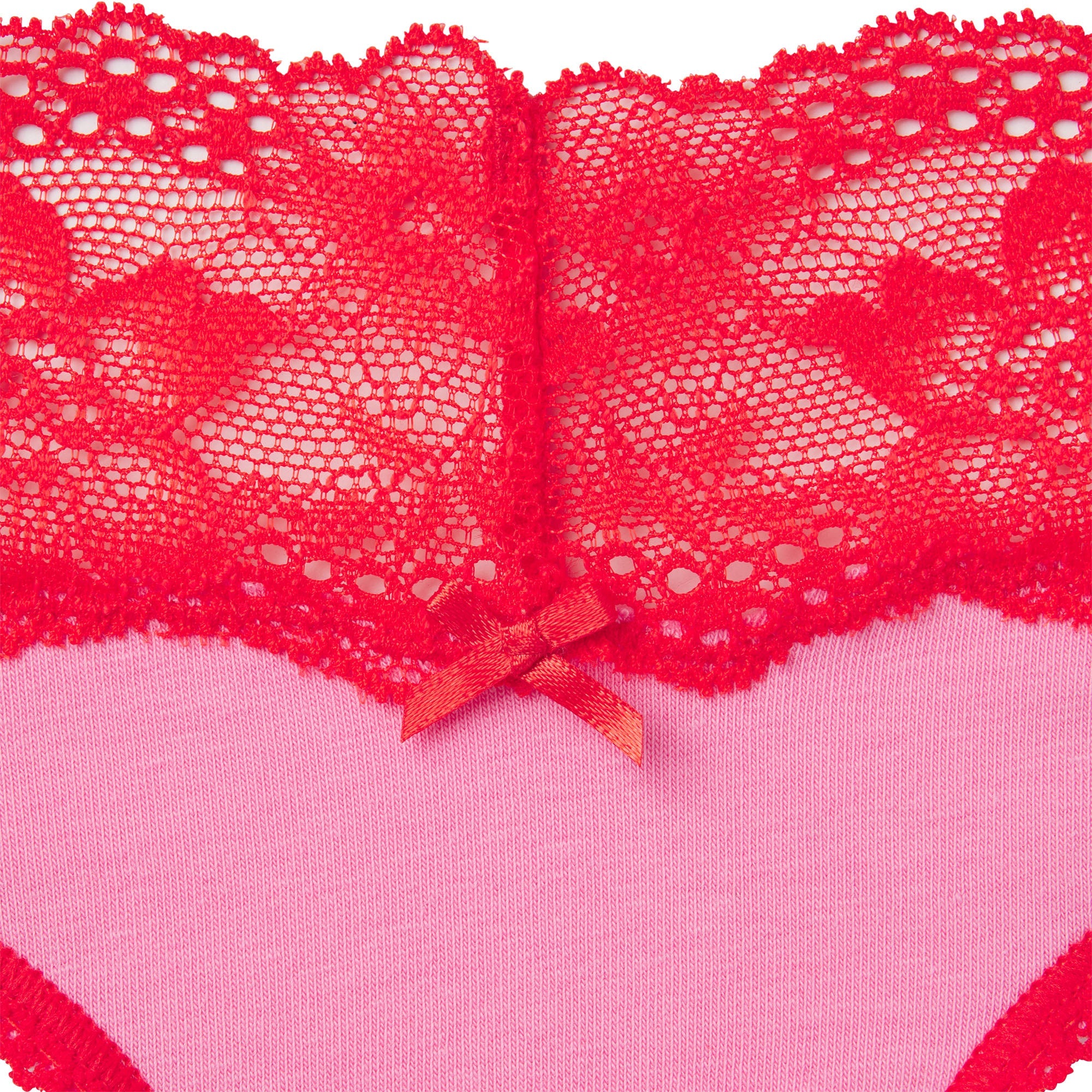 LIGHTWEIGHT COTTON WIDE LACE BRIEF | CARNATION CONTRAST