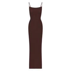 SOFT LOUNGE LONG SLIP DRESS | COCOA