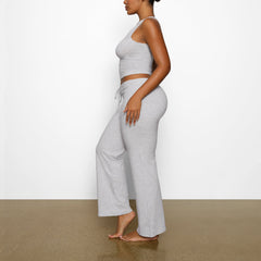 COTTON JERSEY STRAIGHT LEG PANT | LIGHT HEATHER GREY