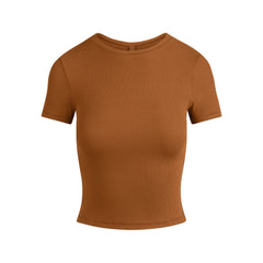 COTTON RIB T-SHIRT | CHAI