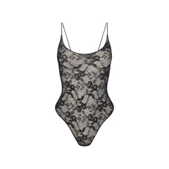 STRETCH LACE SCOOP NECK BODYSUIT | SOOT