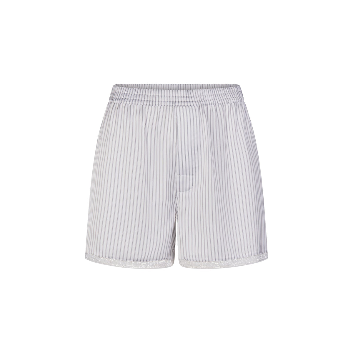 WOVEN SHINE LACE BOXER | SILVER TRIPLE PINSTRIPE