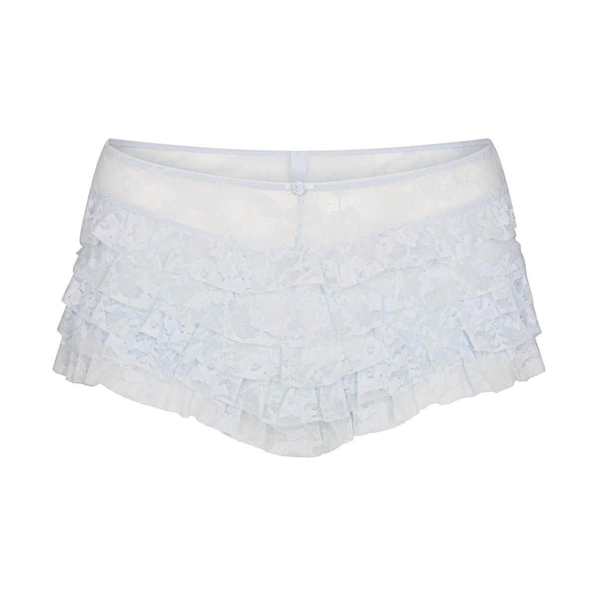STRETCH LACE RUFFLE SHORT | POWDER BLUE