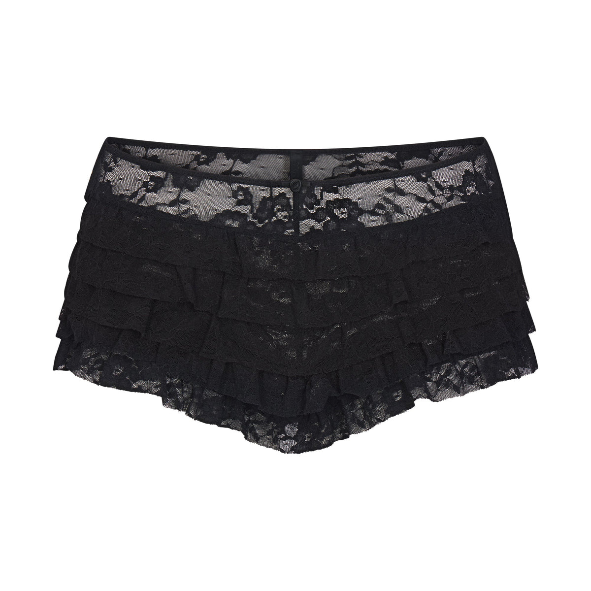 STRETCH LACE RUFFLE SHORT | SOOT