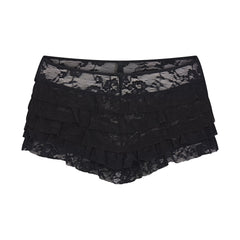 STRETCH LACE RUFFLE SHORT | SOOT