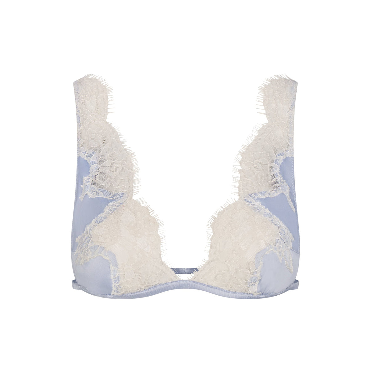 SILK LACE PLUNGE BRALETTE | PERIWINKLE CONTRAST