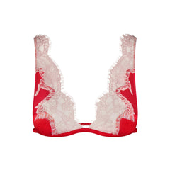 SILK LACE PLUNGE BRALETTE | RUBY CONTRAST