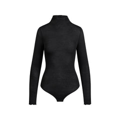 SHEER MODAL LONG SLEEVE TURTLENECK BODYSUIT | ONYX