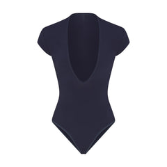 COTTON JERSEY DEEP PLUNGE BODYSUIT | NAVY