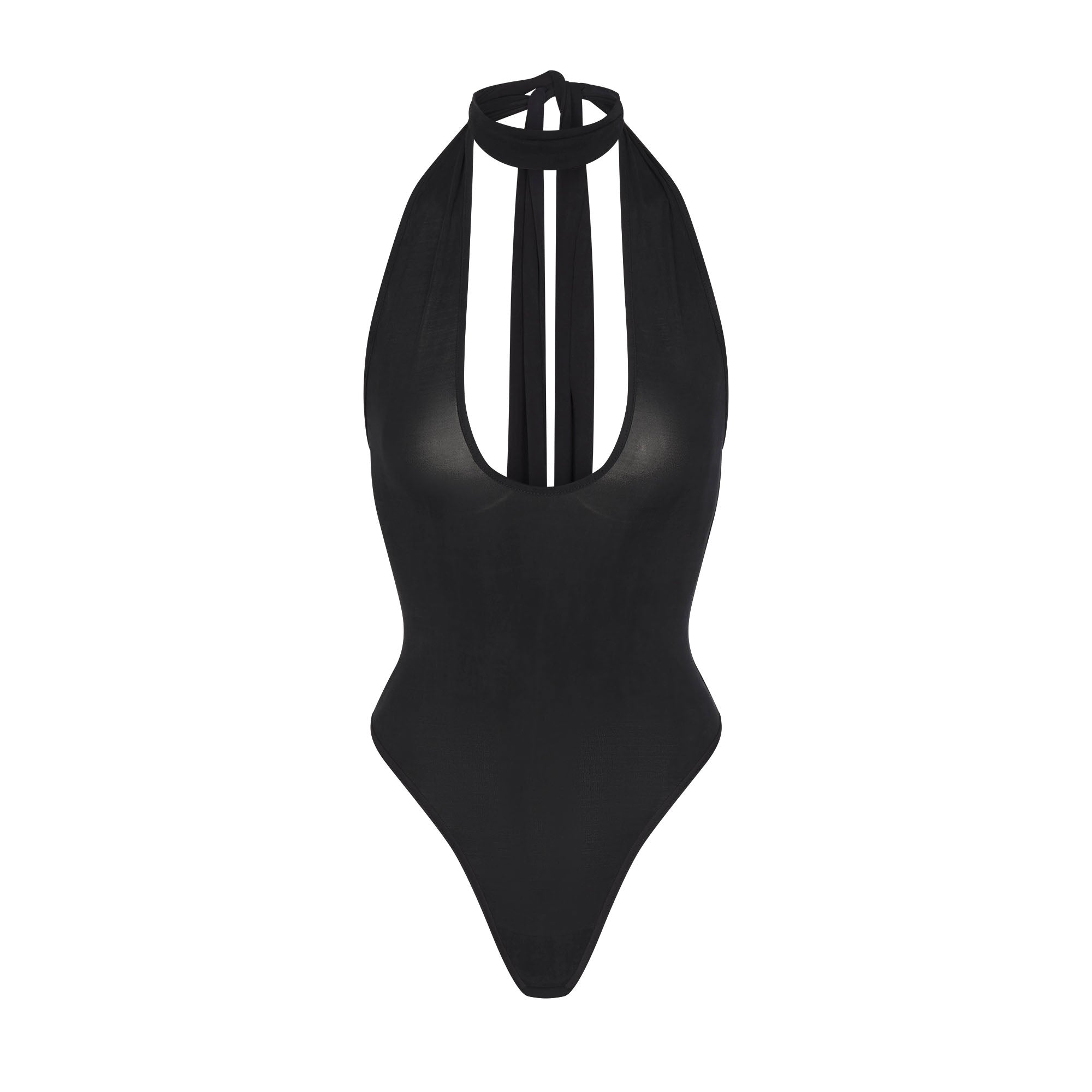 CUPRO JERSEY HALTER BODYSUIT | OBSIDIAN
