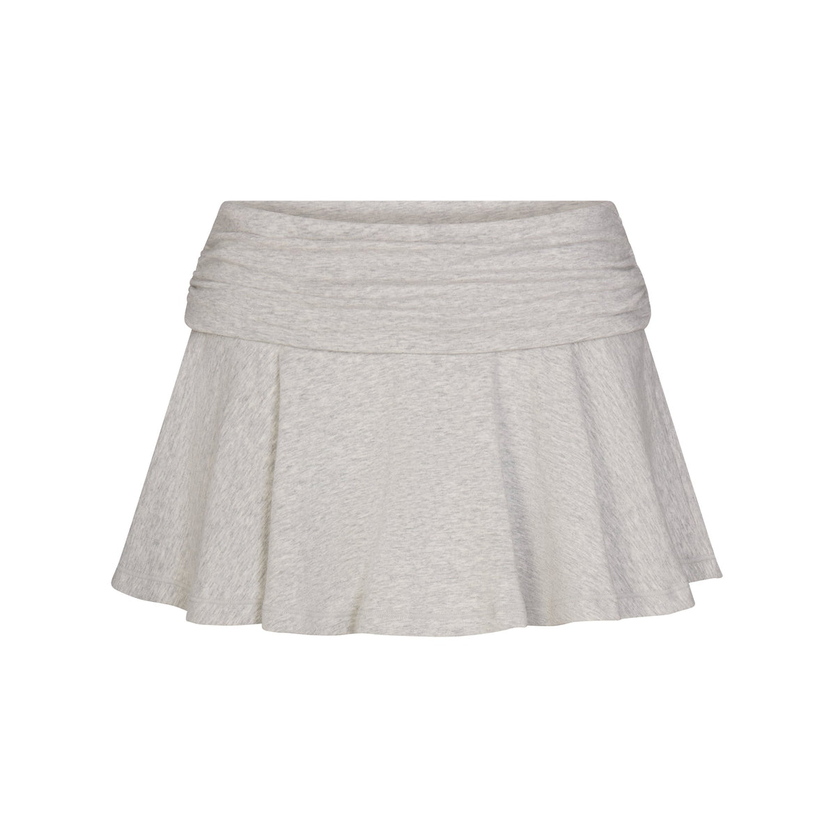 COTTON JERSEY FOLDOVER MINI SKORT | LIGHT HEATHER GREY