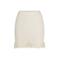 RIB KNIT LACE MINI SKIRT | EGRET