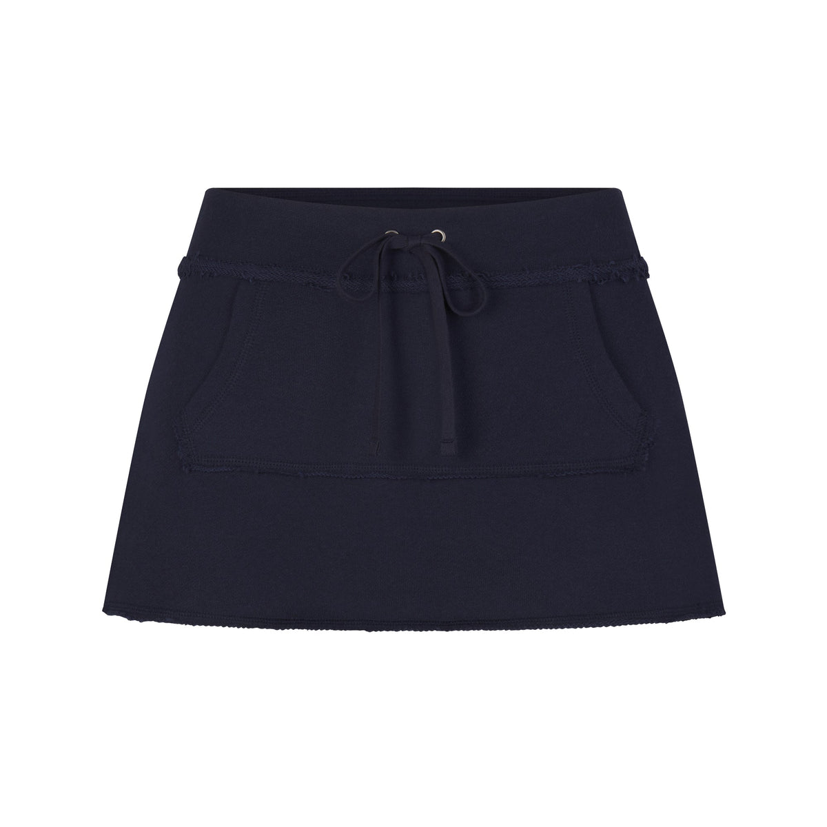 DRAPEY FRENCH TERRY MINI SKIRT | NAVY