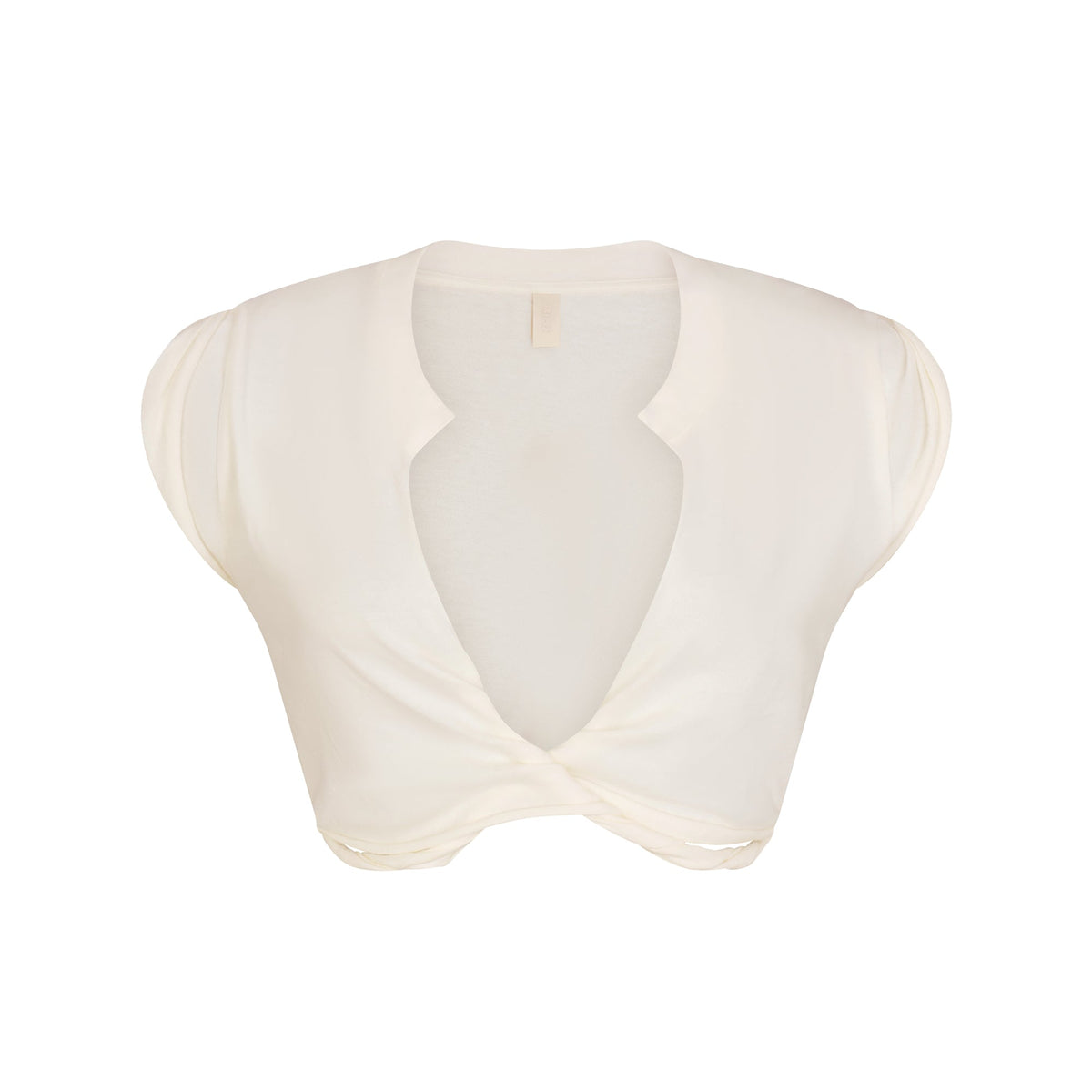 SWIM COVER-UPS COTTON PLUNGE TWIST TOP | EGRET