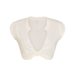 SWIM COVER-UPS COTTON PLUNGE TWIST TOP | EGRET