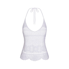 SWIM COVER-UPS CROCHET HALTER CAMI TOP | SNOW