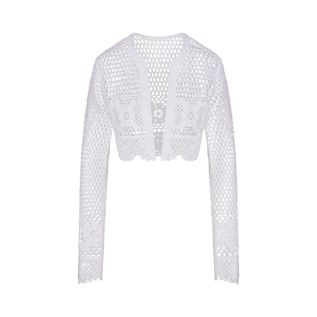 SWIM COVER-UPS CROCHET CROPPED CARDIGAN | SNOW