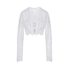 SWIM COVER-UPS CROCHET CROPPED CARDIGAN | SNOW