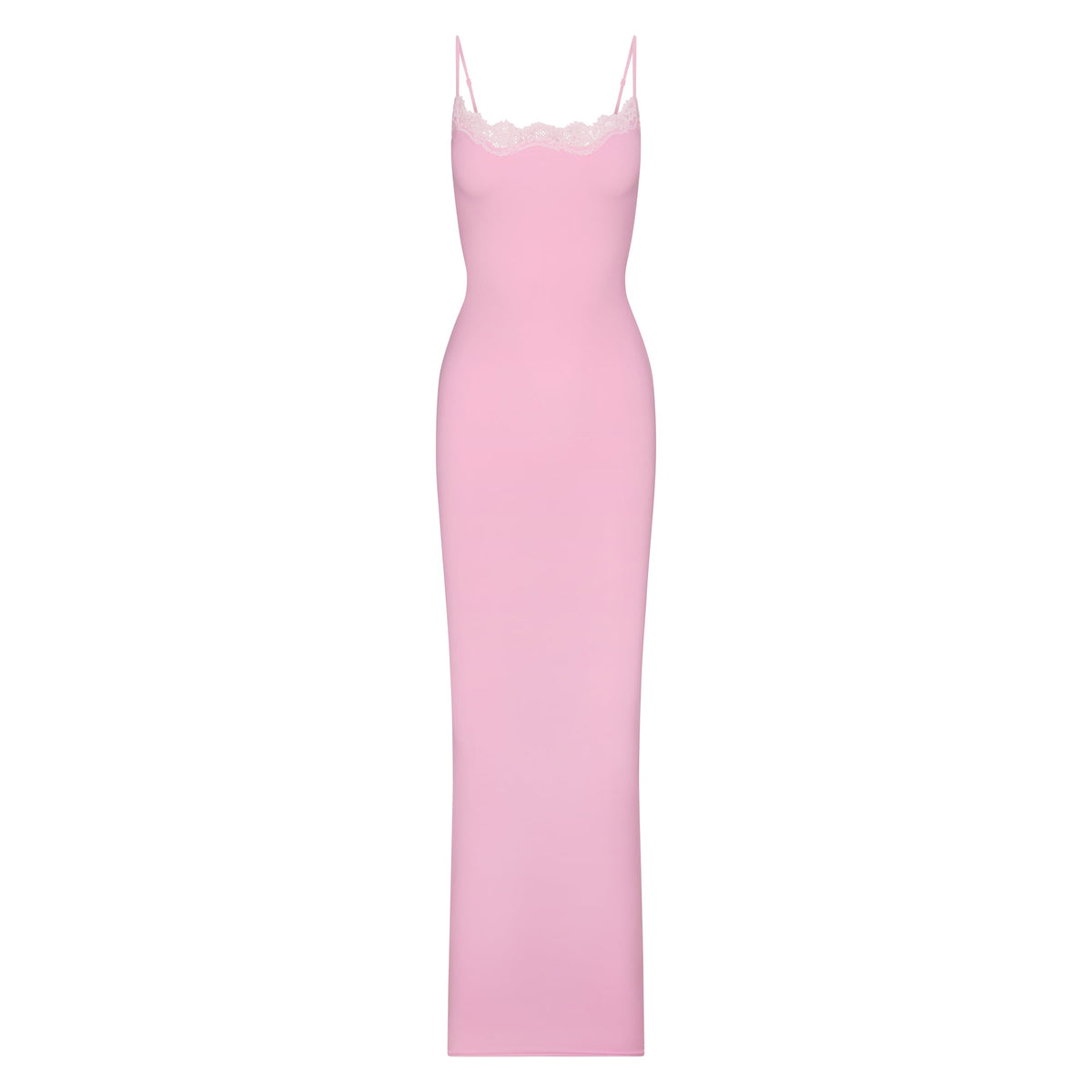 FITS EVERYBODY LACE LONG SLIP DRESS | BUBBLE GUM TONAL