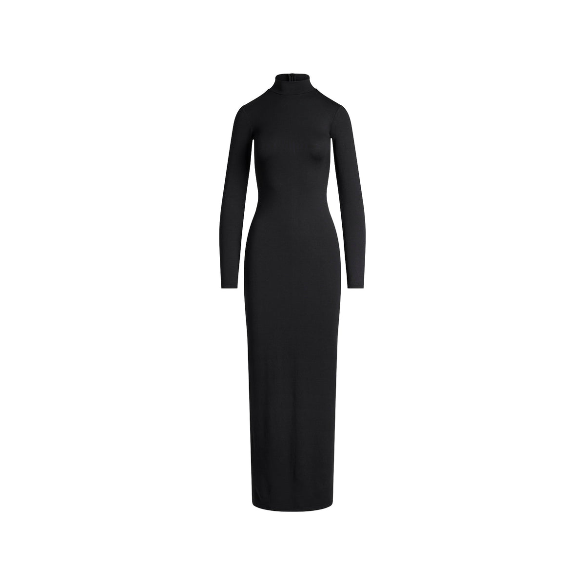 SMOOTH LAYERS TURTLENECK LONG DRESS | OBSIDIAN